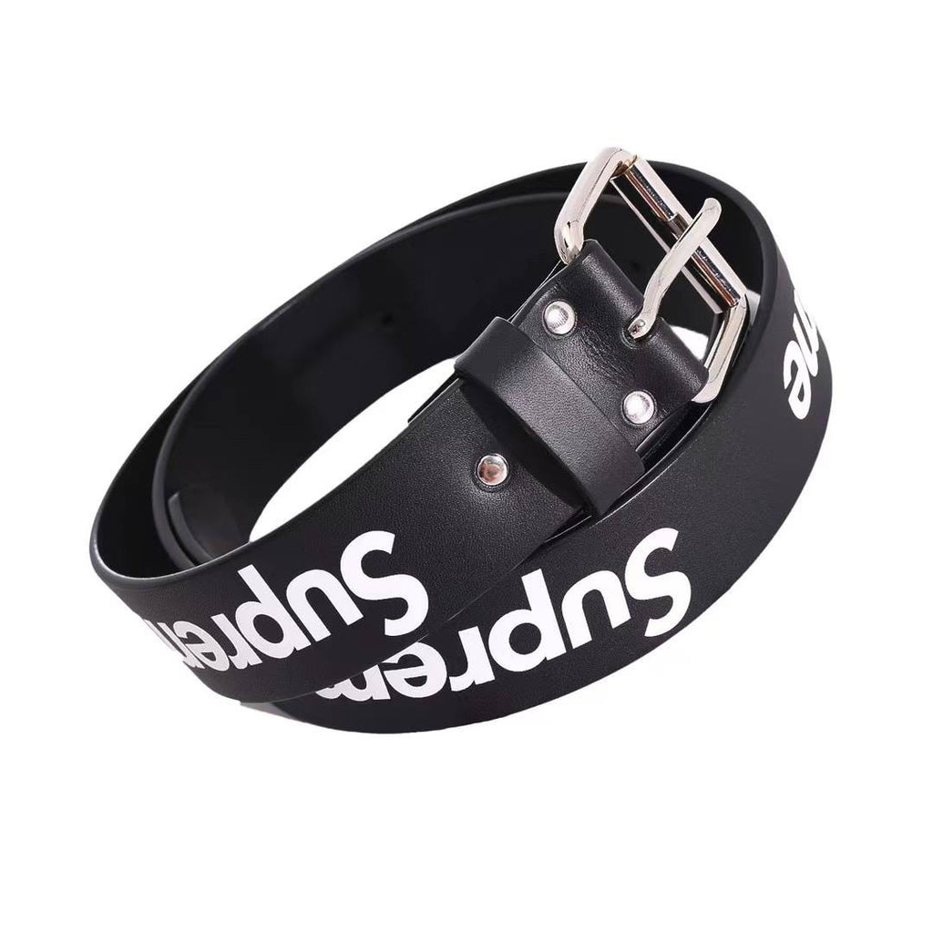 Supreme Repeat Leather Belt Black